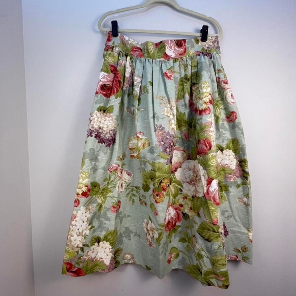 Sandee Royalty Green floral midi skirt custom L/XL Vintage inspired boutique fav